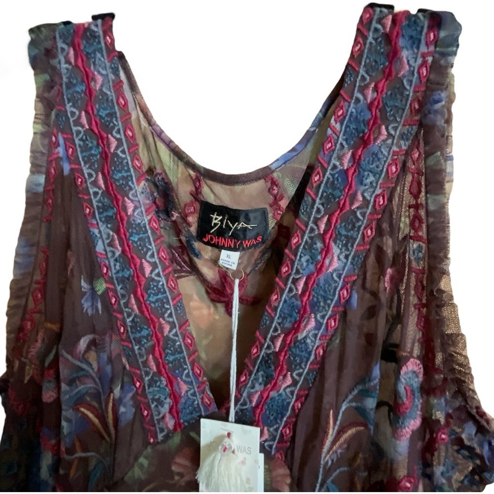 NWT Biya Johnny Was Embroidered Mesh Dress - Picture 2 of 7